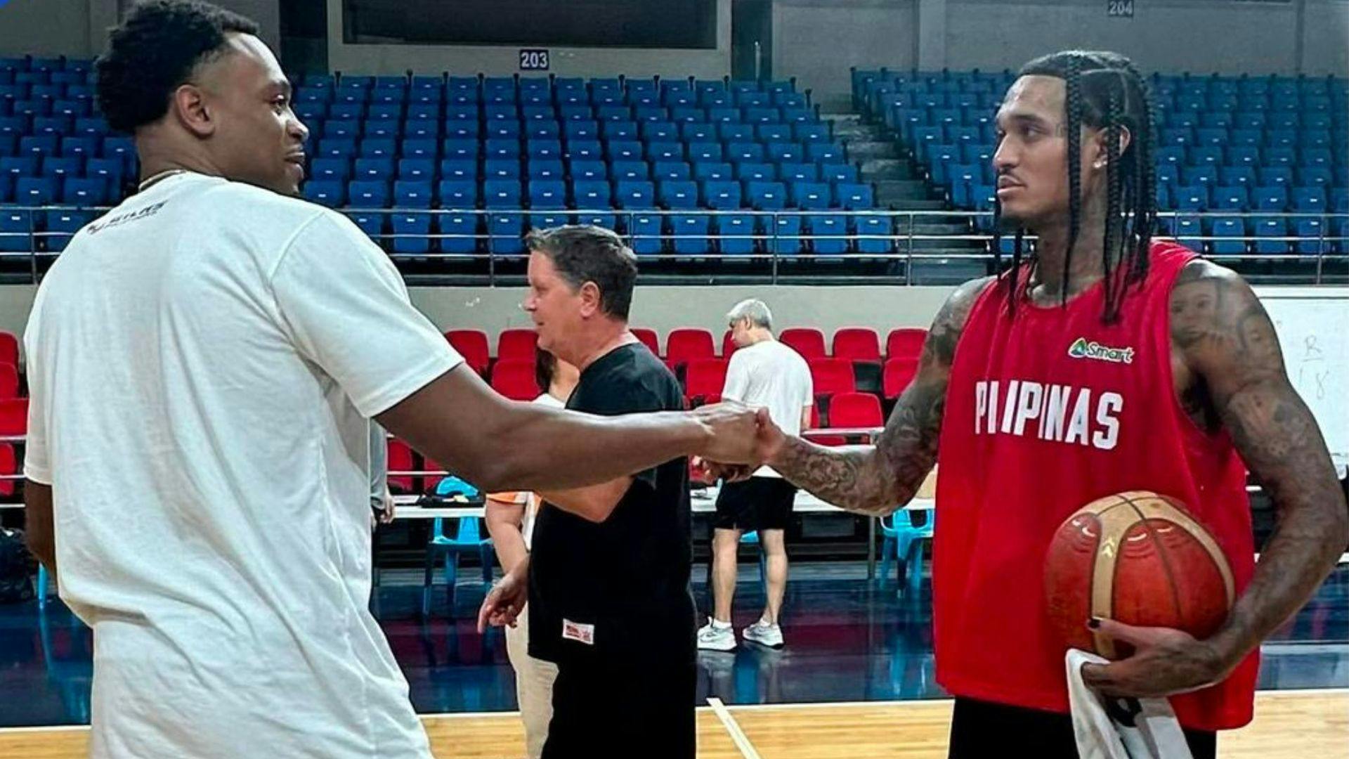 Justin Brownlee, Jordan Clarkson link up after Gilas practice for FIBA World Cup